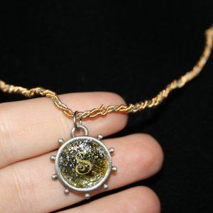 Silver and gold monogrammed S necklace 16"